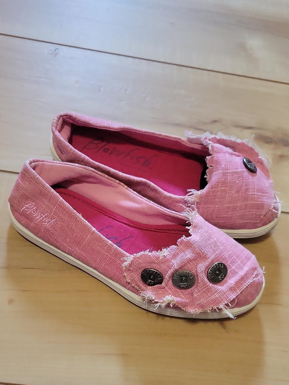 Blowfish Kids Pink Frayed Slip-On Flats